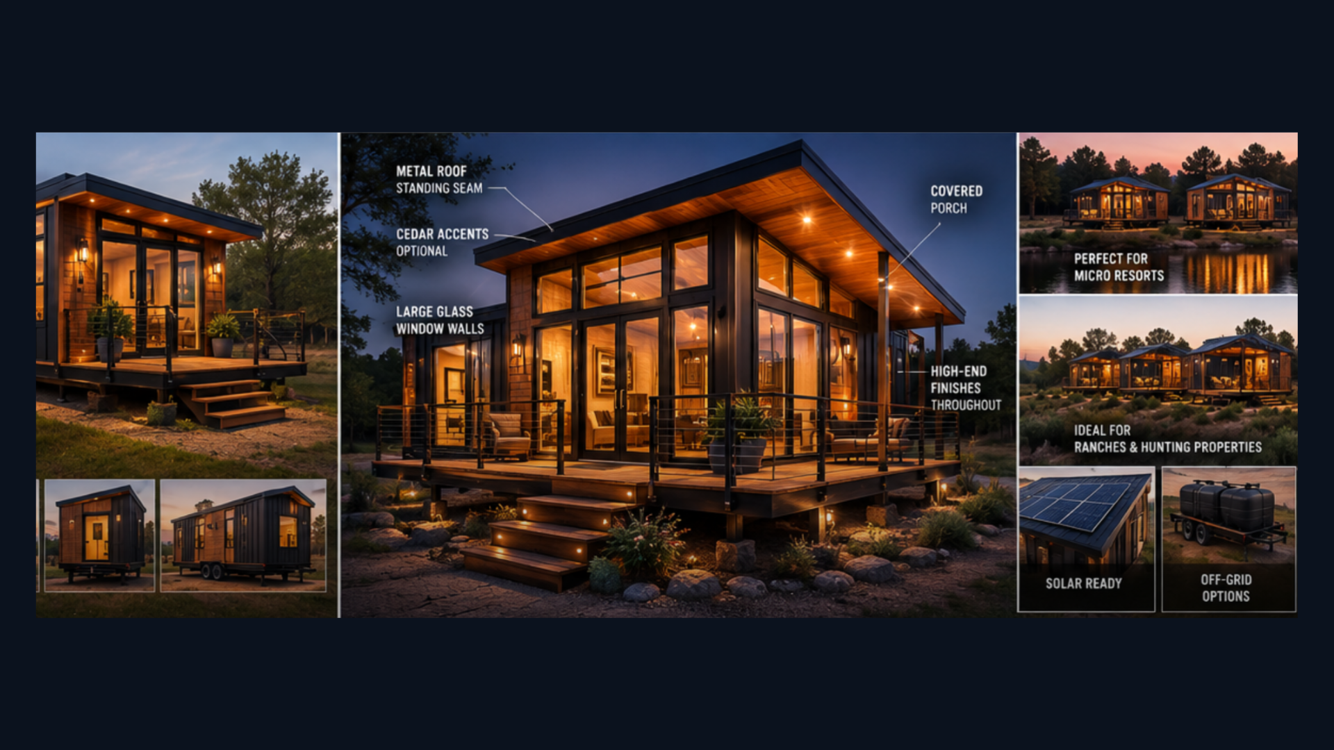 Micro-cabin at dusk