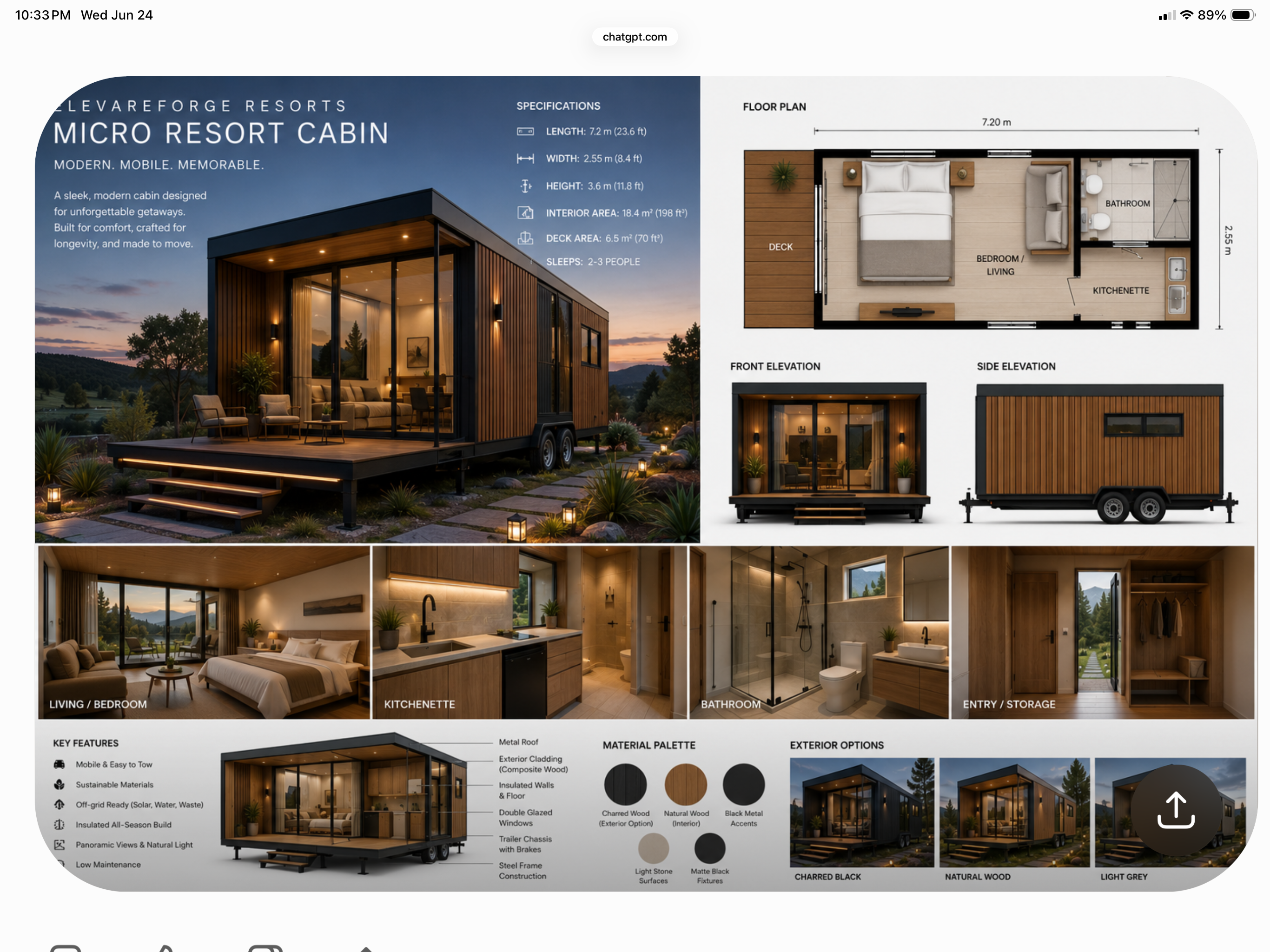 River-sited micro-cabin · private dock